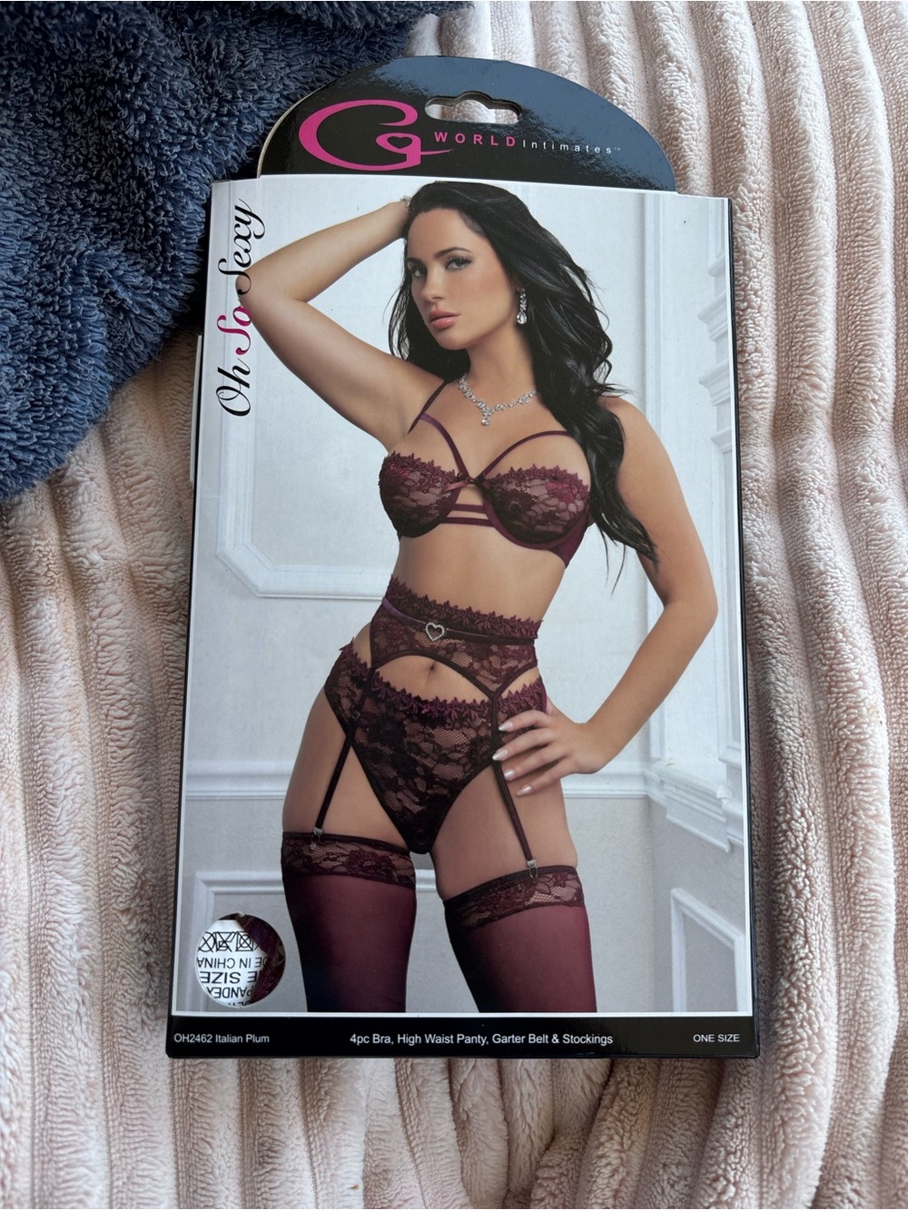 Oh So Sexy 4pc Lace Lingerie Set - Plum